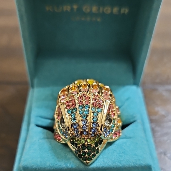 Kurt Geiger Jewelry - NWOT Size 9 Kurt Geiger Gold-Tone Multicolor Crystal Peacock Ring